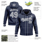 Custom Stitched Navy Gray-White Baseball Pullover Sweatshirt Hoodie photo 2
