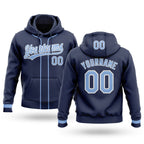 Custom Stitched Navy Light Blue-White Baseball Pullover Sweatshirt Hoodie