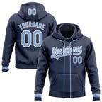 Custom Stitched Navy Light Blue-White Baseball Pullover Sweatshirt Hoodie photo 1