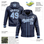 Custom Stitched Navy Light Blue-White Baseball Pullover Sweatshirt Hoodie photo 2