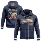 Custom Stitched Navy Vintage USA Flag-Cream Baseball Pullover Sweatshirt Hoodie photo 1