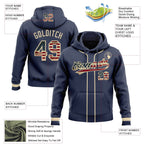 Custom Stitched Navy Vintage USA Flag-Cream Baseball Pullover Sweatshirt Hoodie photo 2