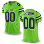 Custom Neon Green Navy-White Mesh Authentic Football Jersey