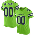 Custom Neon Green Navy-White Mesh Authentic Football Jersey photo 1