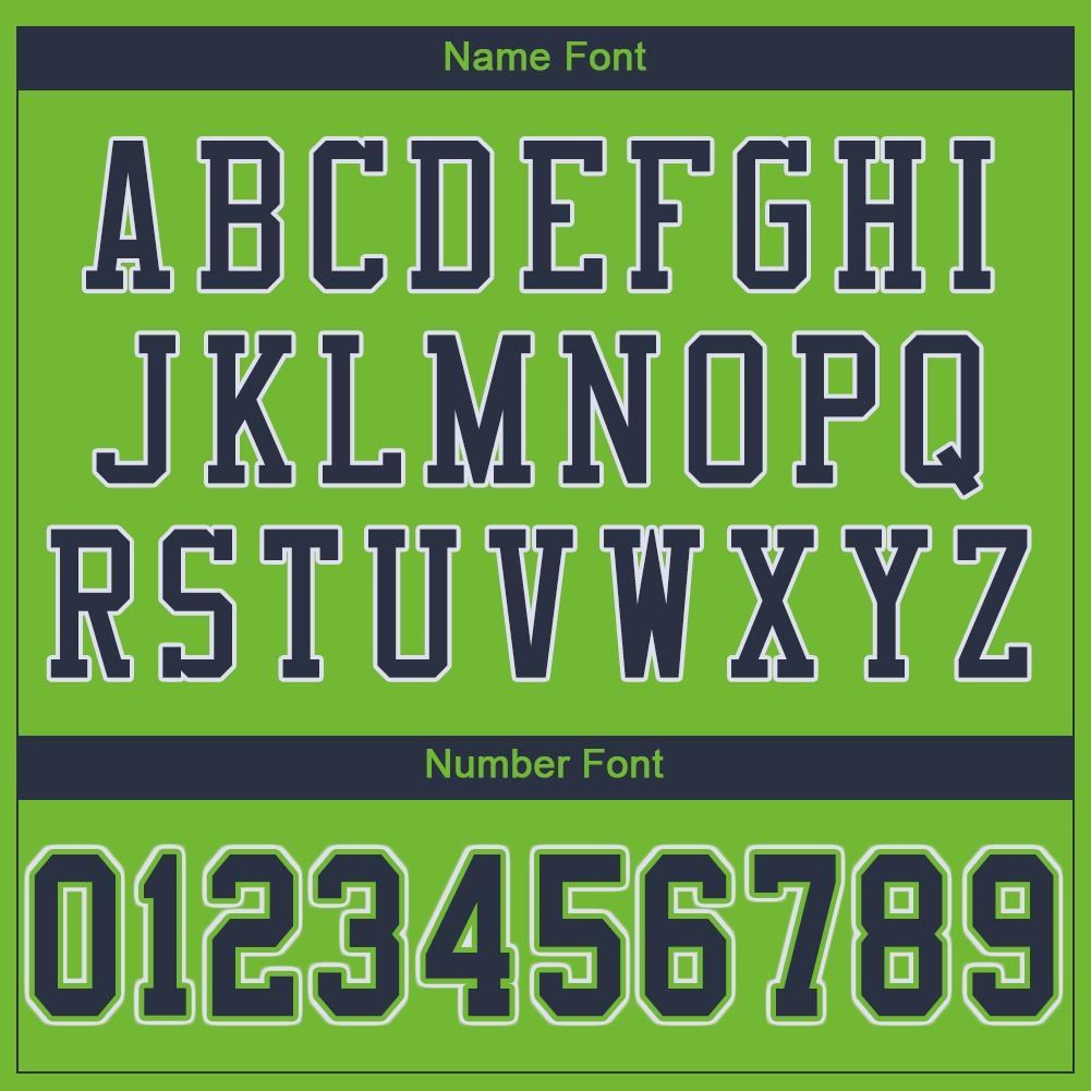 Custom Neon Green Navy-White Mesh Authentic Football Jersey photo 4