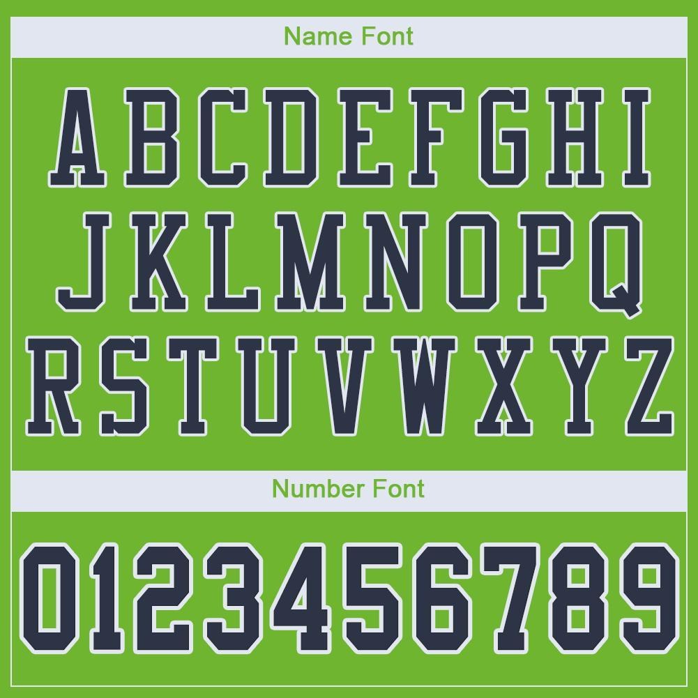 Custom Neon Green Navy-White Mesh Authentic Football Jersey photo 4