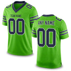 Custom Neon Green Navy-White Mesh Authentic Football Jersey