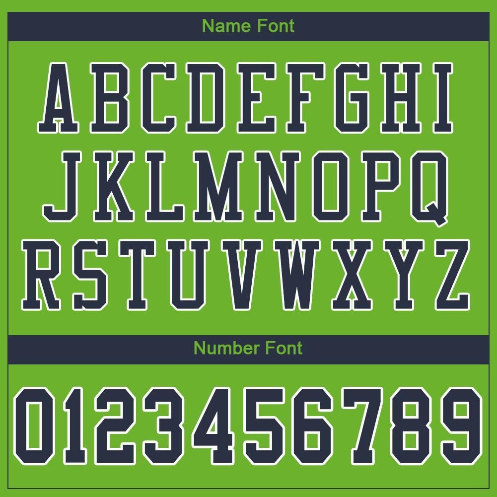 Custom Neon Green Navy-White Mesh Authentic Football Jersey photo 4