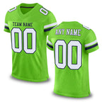 Custom Neon Green White-Navy Mesh Authentic Football Jersey