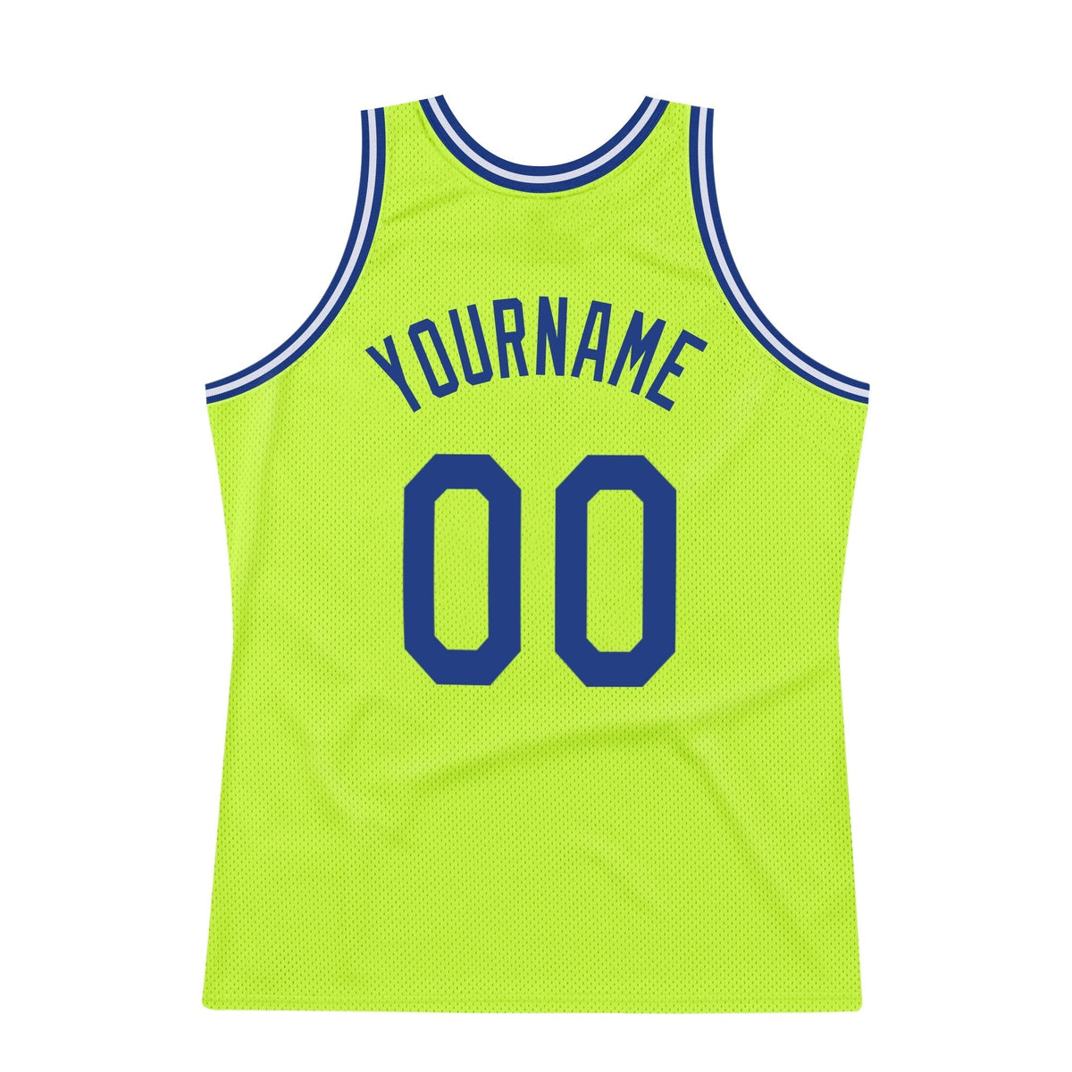 build white neon green basketball royal jersey authentic throwback neongreen0020