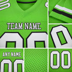 Custom Neon Green White-Black Mesh Authentic Football Jersey detail