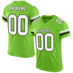 Custom Neon Green White-Black Mesh Authentic Football Jersey photo 1