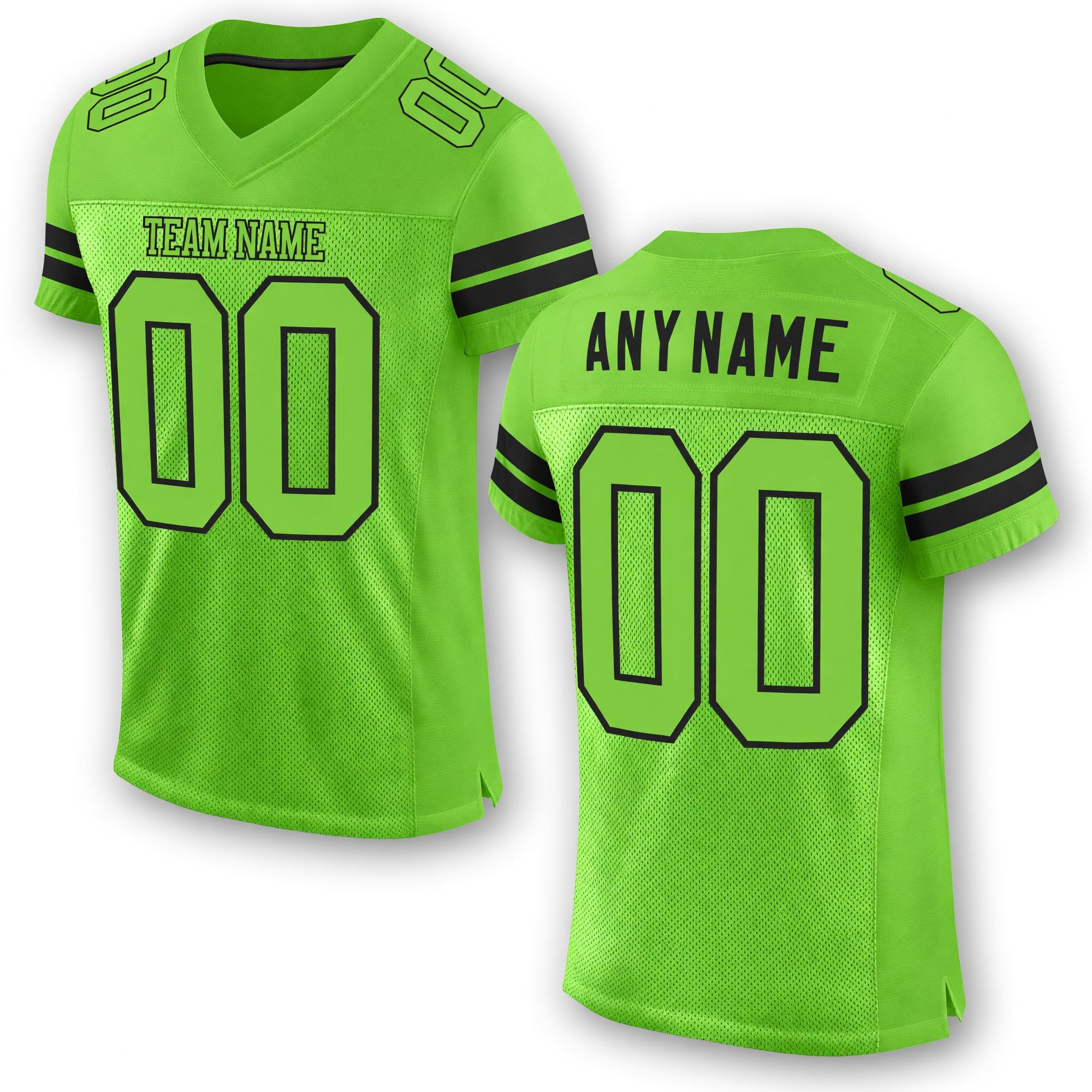 Custom Neon Green Neon Green-Black Mesh Authentic Football Jersey