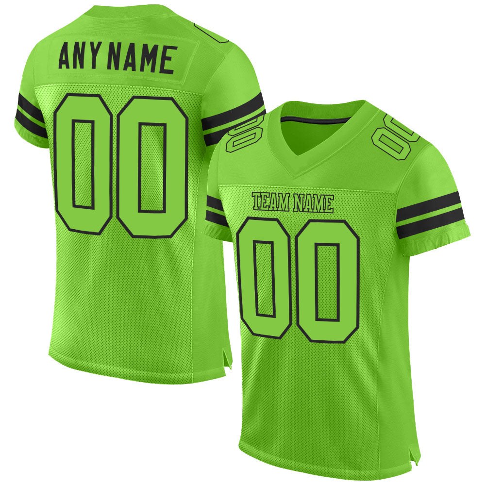 Custom Neon Green Neon Green-Black Mesh Authentic Football Jersey photo 1