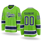 Custom Neon Green Navy-White Hockey Jersey