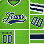 Custom Neon Green Navy-White Hockey Jersey detail
