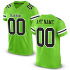 Custom Neon Green Black-White Mesh Authentic Football Jersey