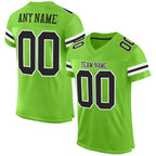 Custom Neon Green Black-White Mesh Authentic Football Jersey photo 1