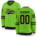 Custom Neon Green Black-Old Gold Hockey Jersey