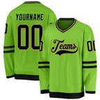 Custom Neon Green Black-Old Gold Hockey Jersey photo 1