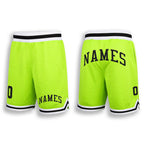 Custom Neon Green Black-White Authentic Throwback Basketball Shorts