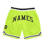 Custom Neon Green Black-White Authentic Throwback Basketball Shorts photo 1