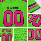 Custom Neon Green Pink-Navy Mesh Authentic Football Jersey detail