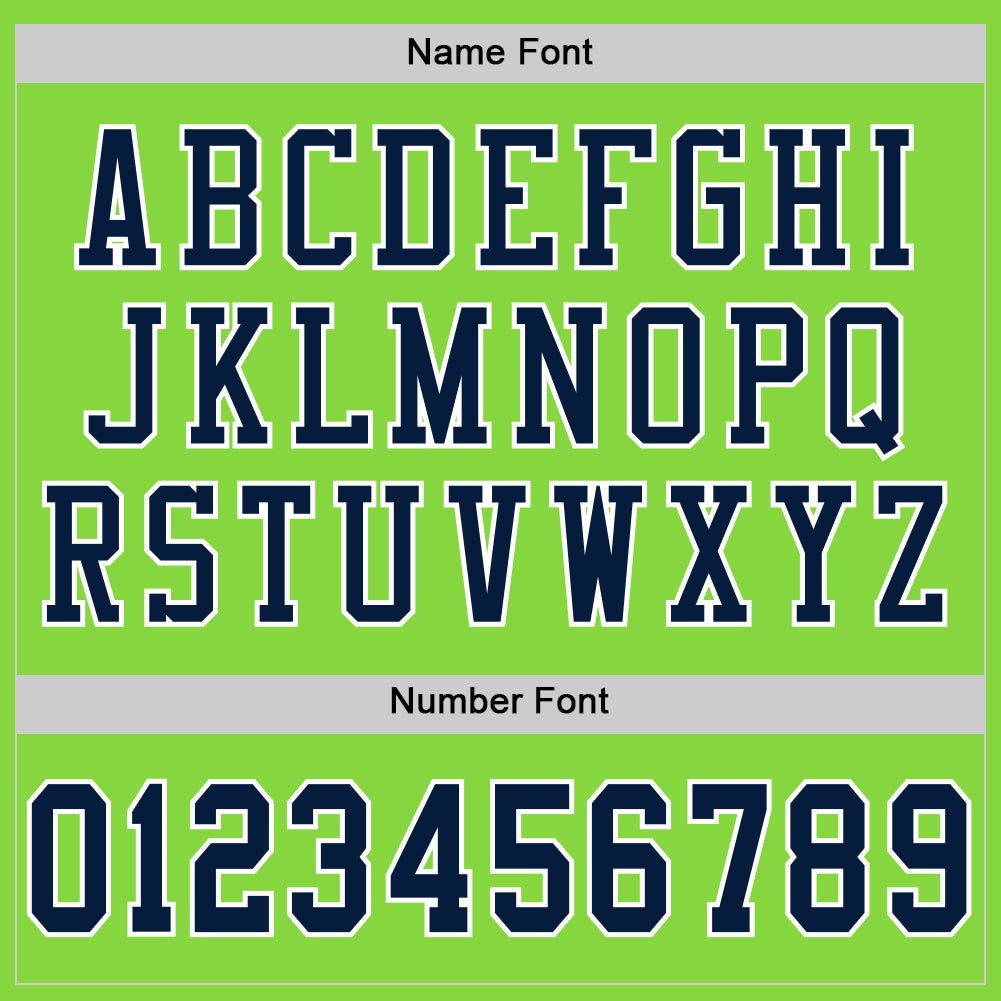 Custom Neon Green Navy-White Mesh Authentic Football Jersey photo 3