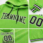Custom Stitched Neon Green Black-White Football Pullover Sweatshirt Hoodie detail