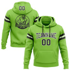 Custom Stitched Neon Green Black-White Football Pullover Sweatshirt Hoodie photo 1