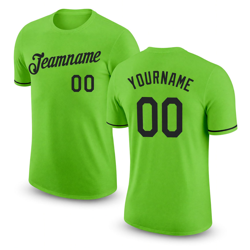 Custom Neon Green Black Performance T-Shirt