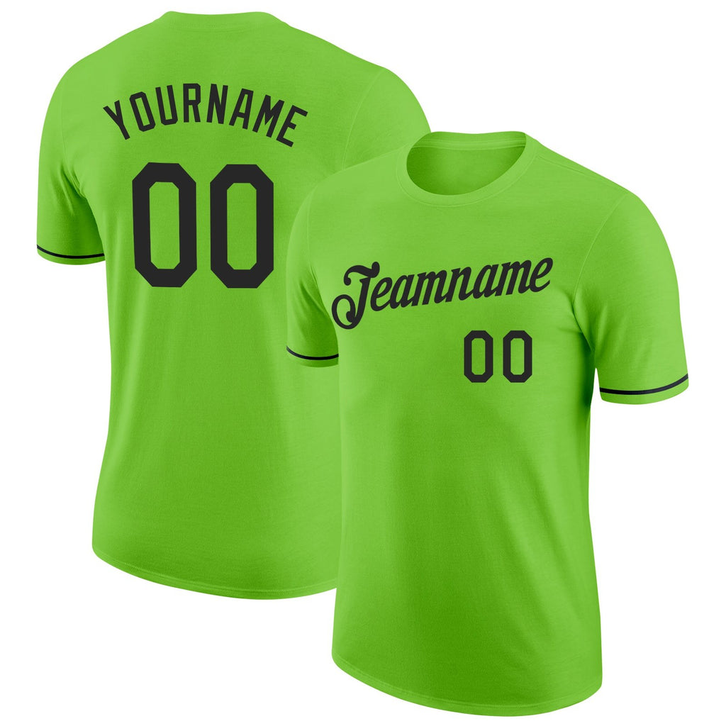 Custom Neon Green Black Performance T-Shirt photo 1