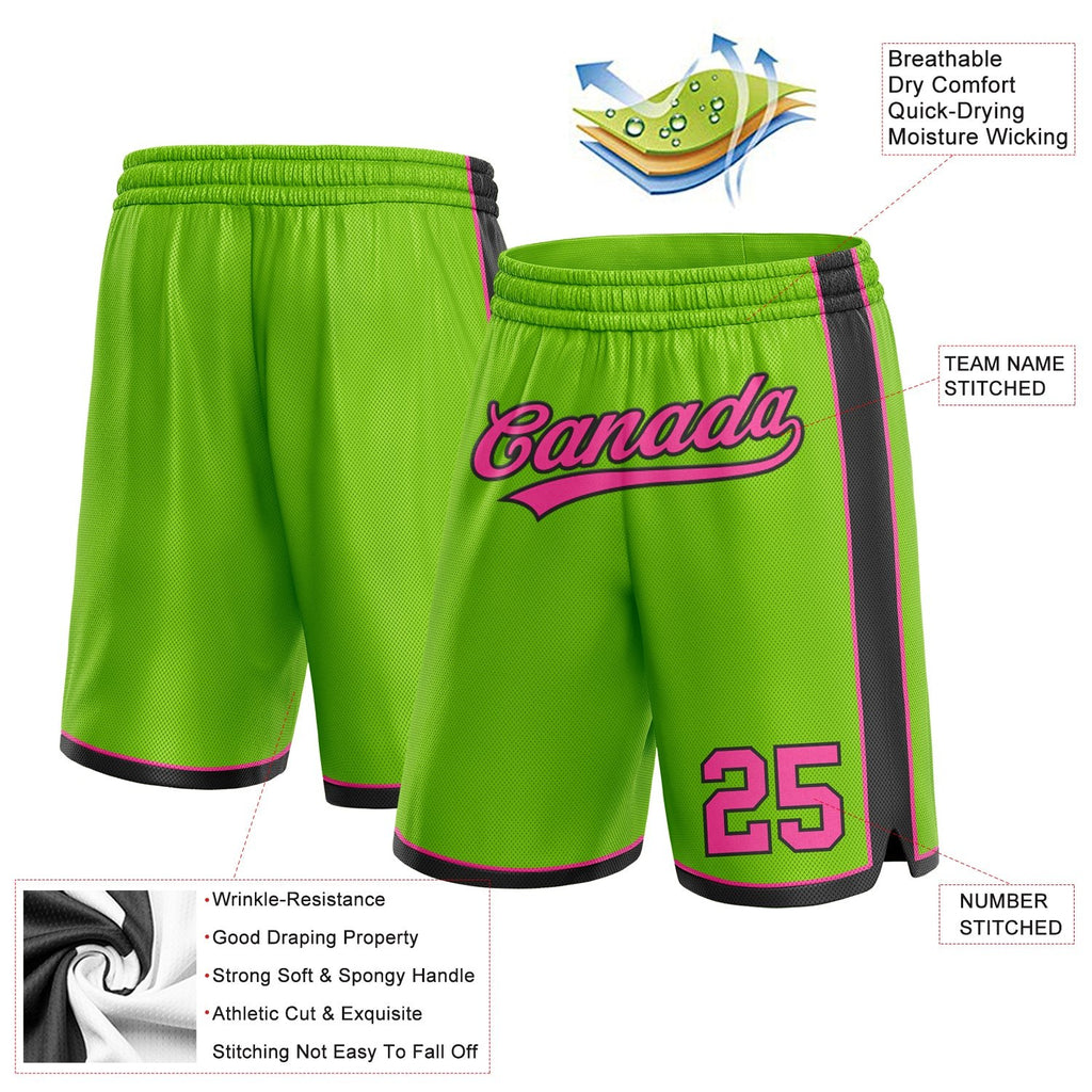 Custom Neon Green Pink-Black Authentic Basketball Shorts photo 2
