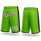 Custom Neon Green White-Black Authentic Basketball Shorts