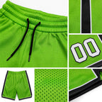 Custom Neon Green White-Black Authentic Basketball Shorts detail