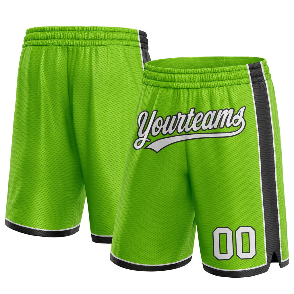 Custom Neon Green White-Black Authentic Basketball Shorts photo 1