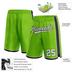 Custom Neon Green White-Black Authentic Basketball Shorts photo 2