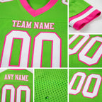 Custom Neon Green White-Pink Mesh Authentic Football Jersey detail