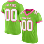 Custom Neon Green White-Pink Mesh Authentic Football Jersey photo 1