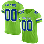 Custom Neon Green Royal-White Mesh Authentic Football Jersey photo 1