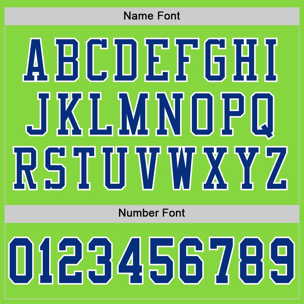 Custom Neon Green Royal-White Mesh Authentic Football Jersey photo 3