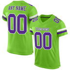 Custom Neon Green Purple-White Mesh Authentic Football Jersey photo 1