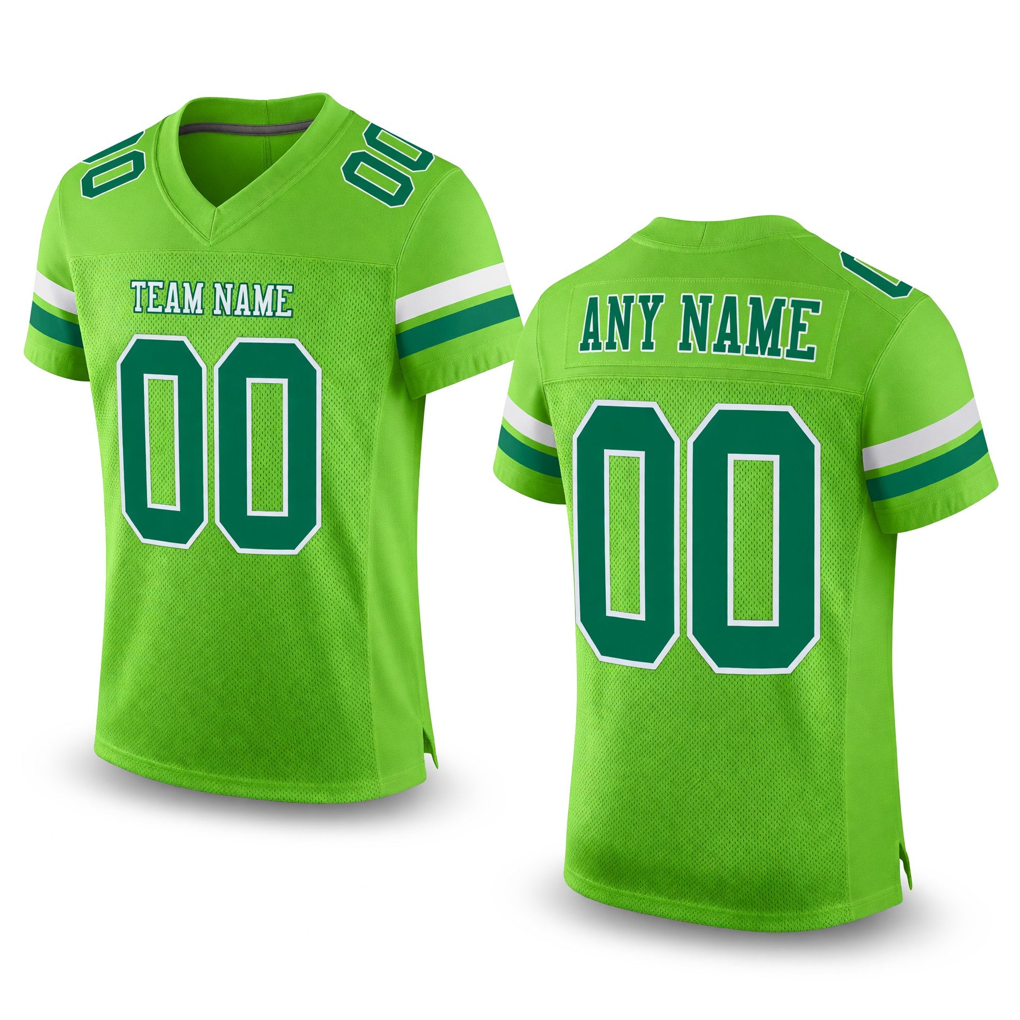 Custom Neon Green Kelly Green-White Mesh Authentic Football Jersey
