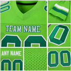Custom Neon Green Kelly Green-White Mesh Authentic Football Jersey detail