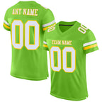 Custom Neon Green White-Yellow Mesh Authentic Football Jersey photo 1