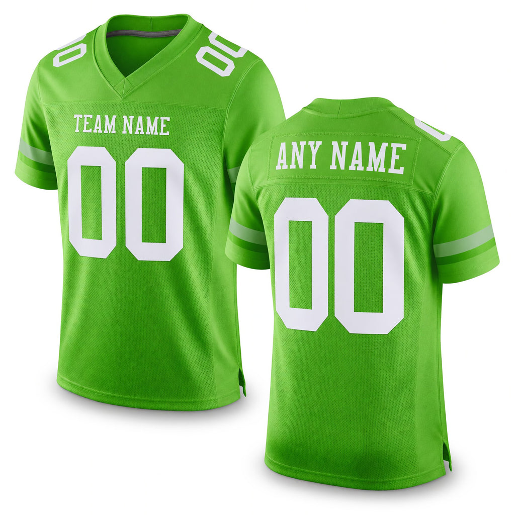 Custom Neon Green White Mesh Authentic Football Jersey