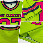 Custom Neon Green Pink-Navy Authentic Football Jersey photo 2