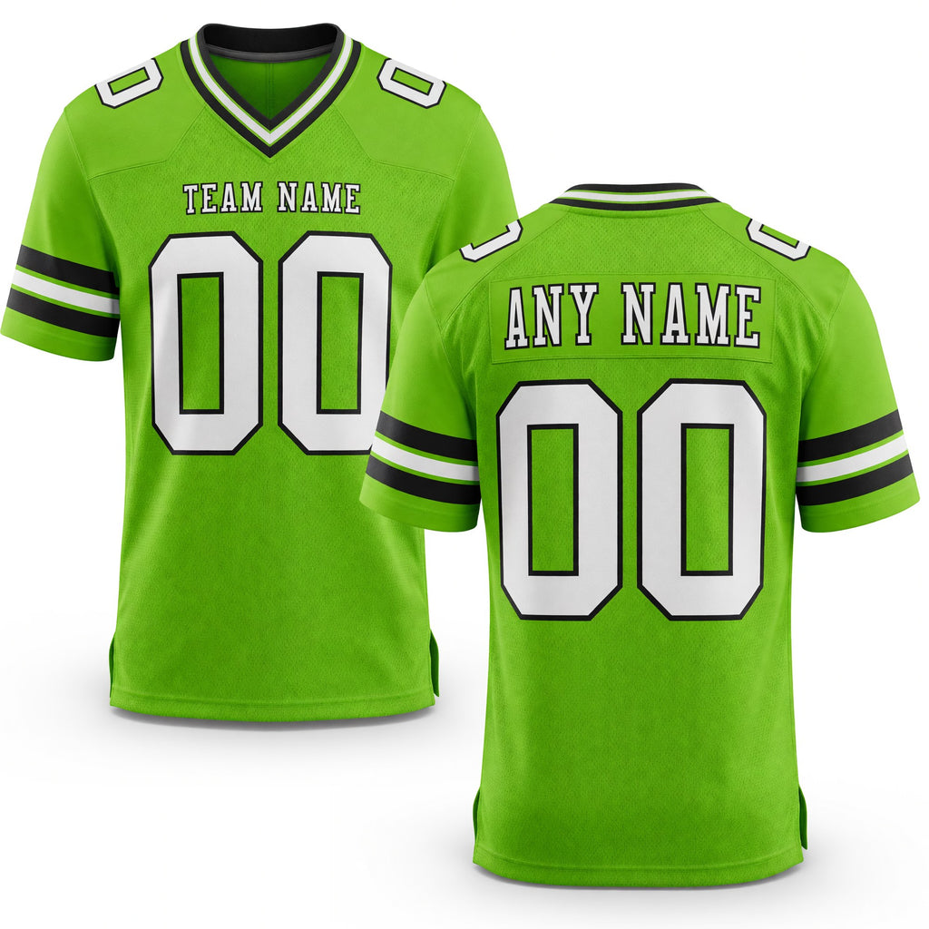 Custom Neon Green White-Black Authentic Football Jersey