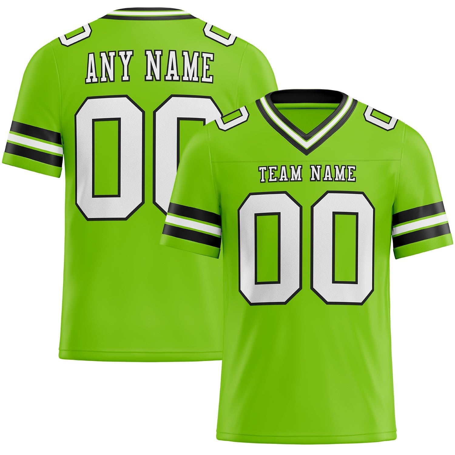Custom Neon Green White-Black Authentic Football Jersey photo 1