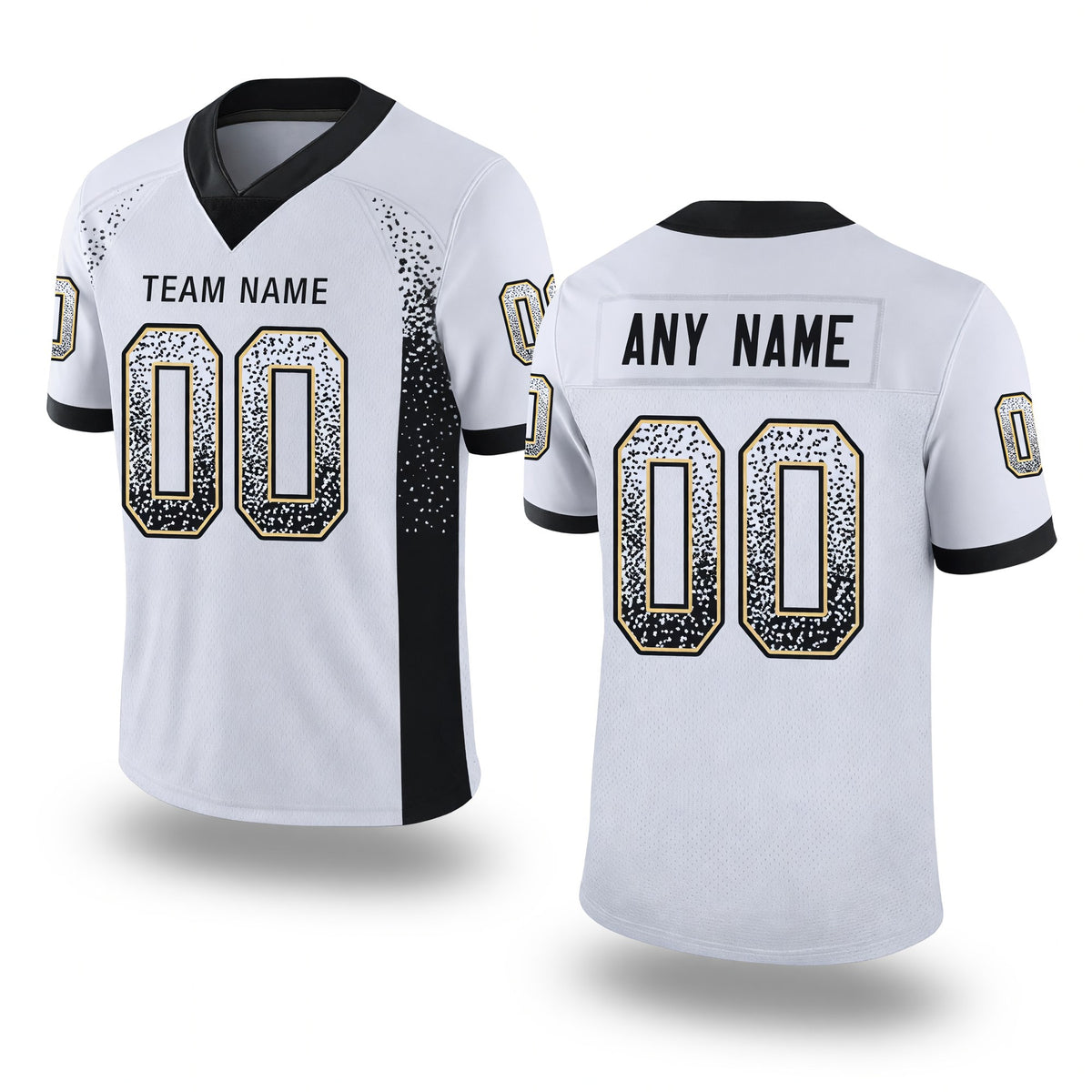 Custom White Black-Vegas Gold Drift Fashion Football Jersey